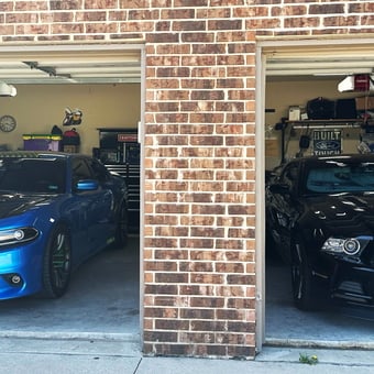 Two Car Garage with Blue Charger and Black Mustang - ZomBre from Venus, TX