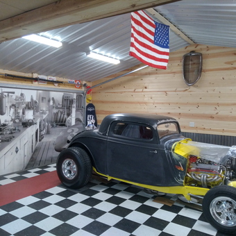 Classic Car Build in Custom Garage with Checkered Floor - Mark from Monrovia, IN
