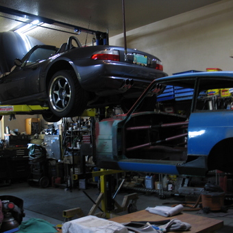 Two Post Car Lift with Sports Cars in Garage - Randy from PARRISH, FL