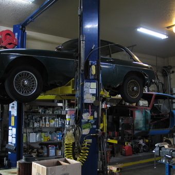Classic Cars on Two Post Lift in Organized Garage - Randy from PARRISH, FL