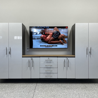 Modern Garage Cabinets with TV and Storage - Sam
