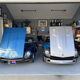 Organized Garage with Classic Datsun Cars and Wall Storage - Jay from Taylors, SC