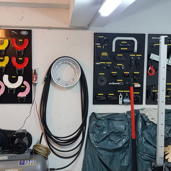 Organized Garage Tool Boards and Compressor - Olivier from Woluwe-St-Lambert, Bruxelles, Belgium