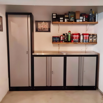 Metal Garage Cabinets and Wall Shelves - Olivier from Woluwe-St-Lambert, Bruxelles, Belgium