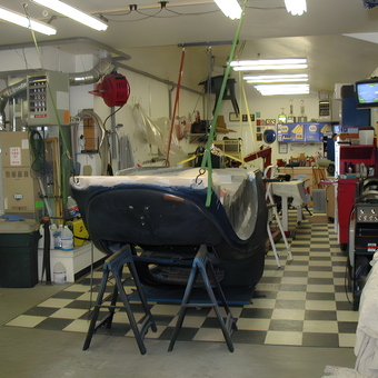 Organized garage with car restoration tools and equipment - Ray from Salem, OR