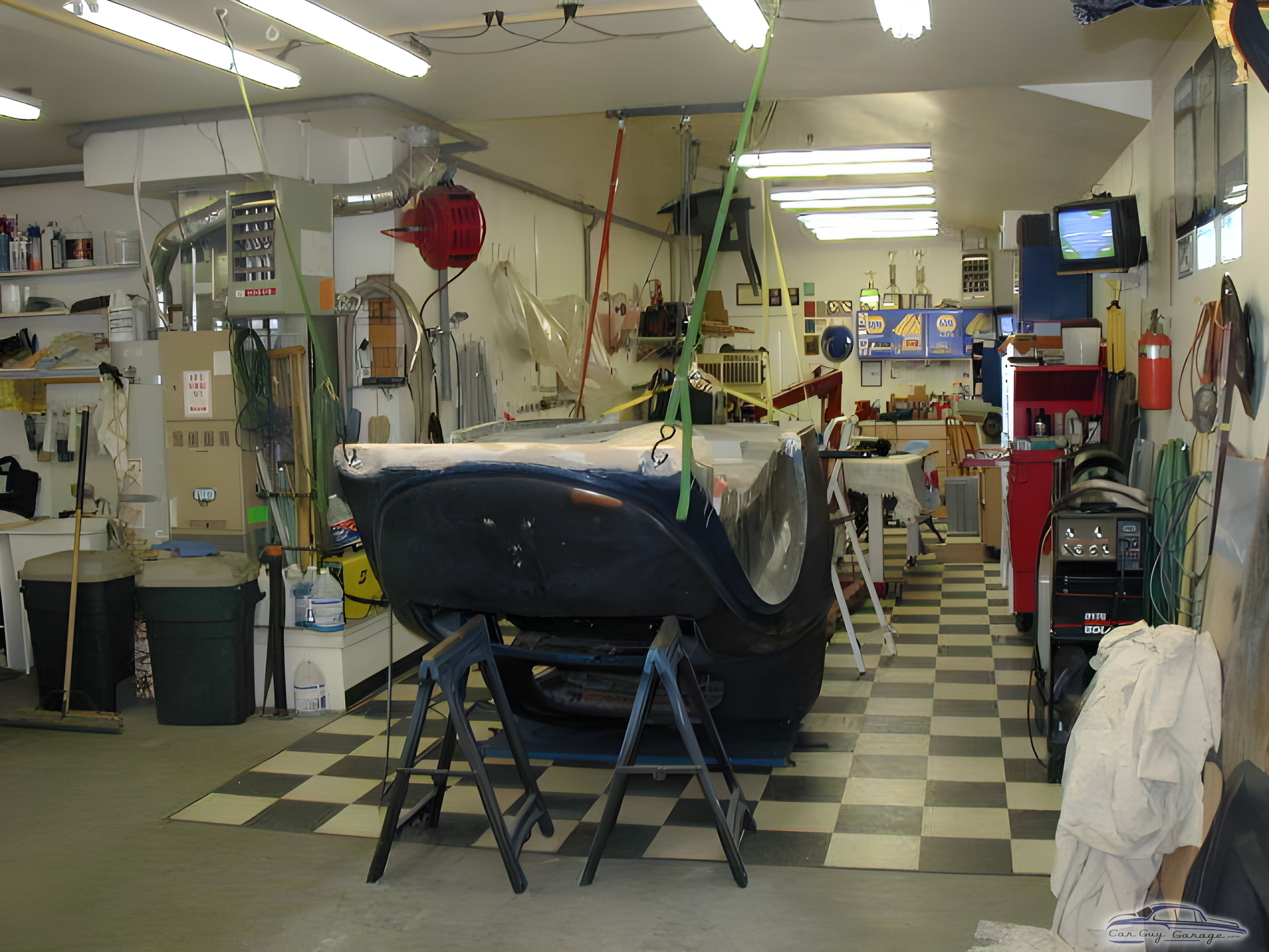 Organized garage with car restoration tools and equipment - Ray from Salem, OR