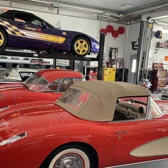 Classic Corvette Collection with Car Lift and Garage Decor - Jim from Greentown, IN