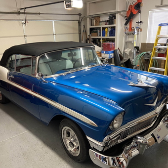 Classic Blue Convertible and Organized Tools in Garage - Ken from Syracuse, UT
