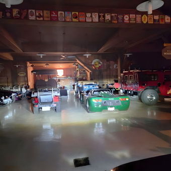 Classic Cars, Fire Truck, and Garage Signs Display - Terry