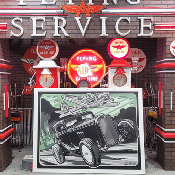 Flying A Gasoline Decor with Neon Signs and Pumps - Tyson from Wood River, NE
