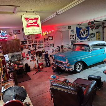 Classic Car Garage with Neon Signs and Wall Decor - Robert from Kansas City, KS