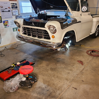 Classic truck restoration with garage creeper and tools - Robert from Kansas City, KS