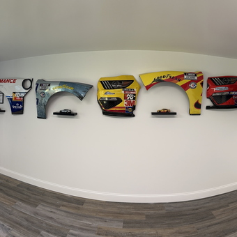Racing Car Body Panels and Diecast Models Display - Doug from No Attleboro, MA