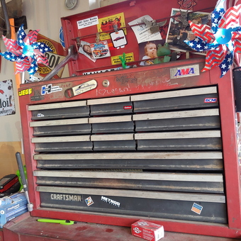 Vintage Craftsman Tool Chest with Stickers and Pinwheels - Oldskool from Van Buren, AR