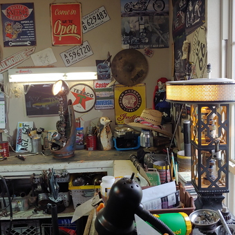 Vintage Garage Decor with Custom Lamps and Signs - Oldskool from Van Buren, AR