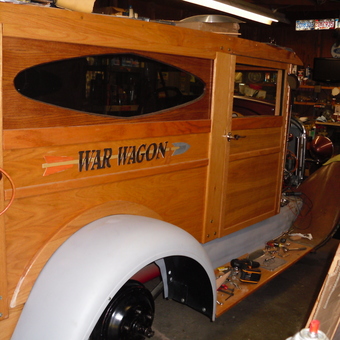 Custom Wood Panel Hot Rod in Garage Workshop - Larry Warstler from Goshen, IN