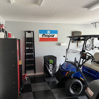 Organized Garage with Tool Cabinets and Golf Cart - JP from The Villages, FL