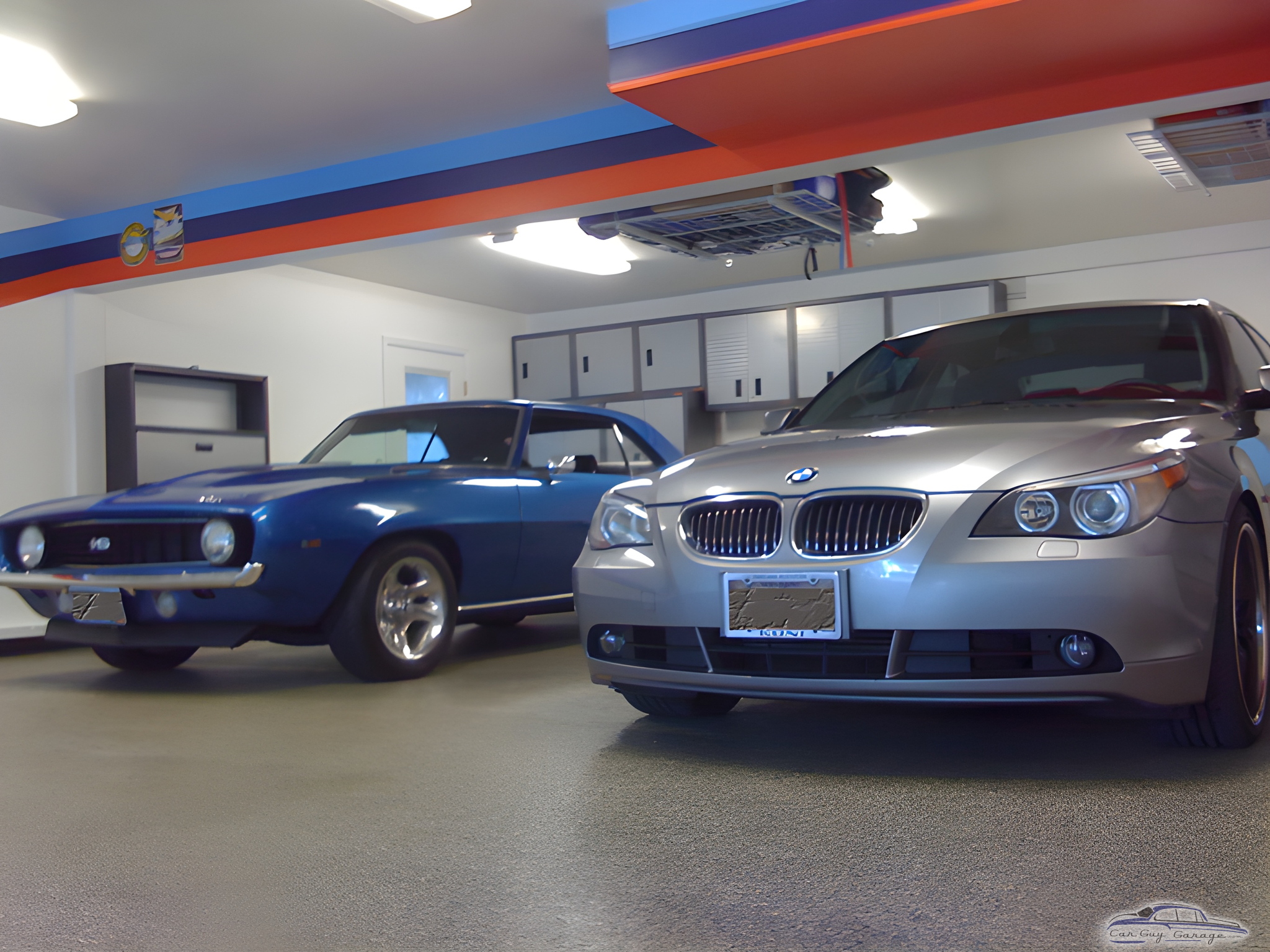Organized garage with cabinets and two cars - Dale from Lake Oswego, OR