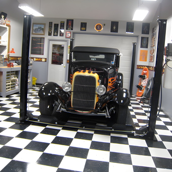 Classic Car on Lift in Checkered Garage - Mike from Derby, KS