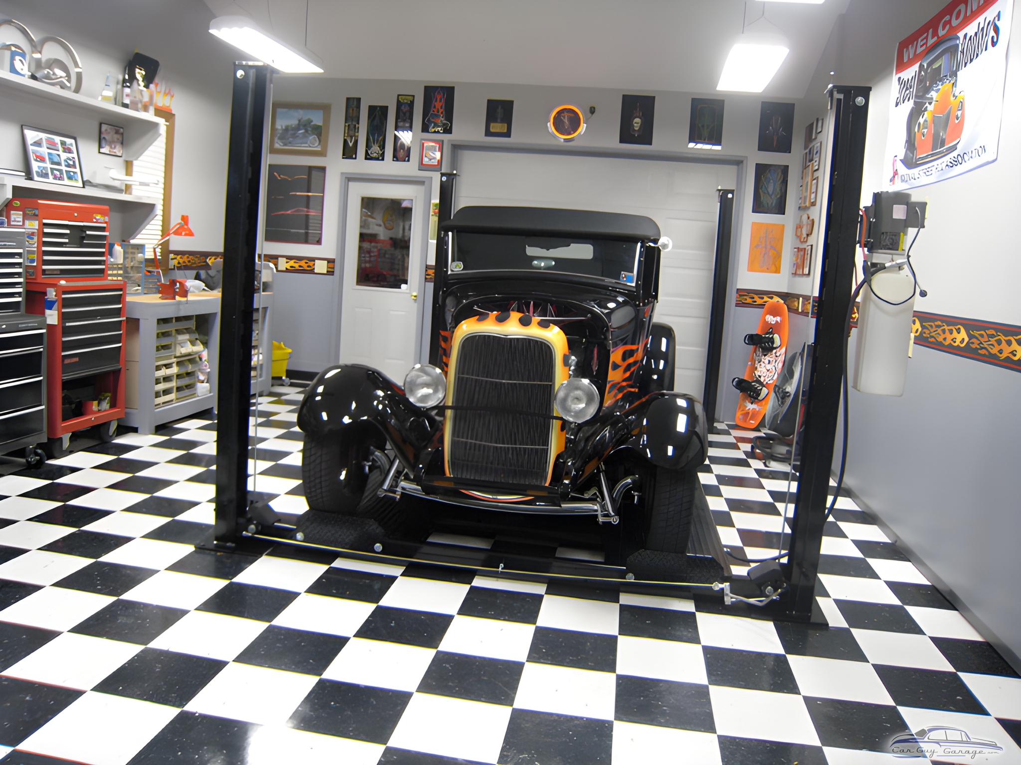 Classic Car on Lift in Checkered Garage - Mike from Derby, KS