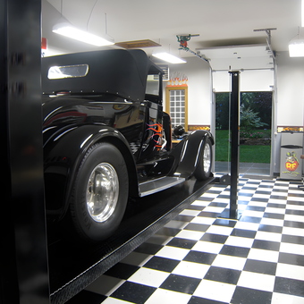 Classic Car on Lift in Checkered Garage - Mike from Derby, KS