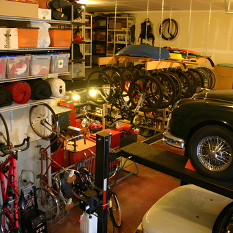 Organized Garage with Car Lift, Bike Racks, and Storage - Ryan from Herriman, UT
