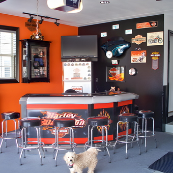Harley Davidson Garage Bar with Stools and Decor - John from Mukwonago, WI
