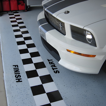 Garage With Checkered Race Floor and Mustang - Loy from Kissimmee, FL