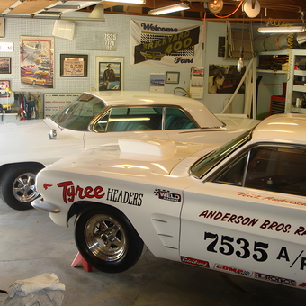 Classic Car Garage with Racing Decor and Tools - Nick from Riverside, CA