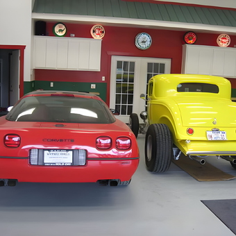 Classic Corvette and Hot Rod in Decorated Garage - Hugh from Beaumont, TX