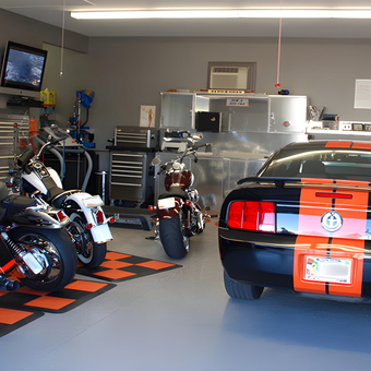 Organized Garage with Classic Car and Motorcycles - Tom from Louisville, KY
