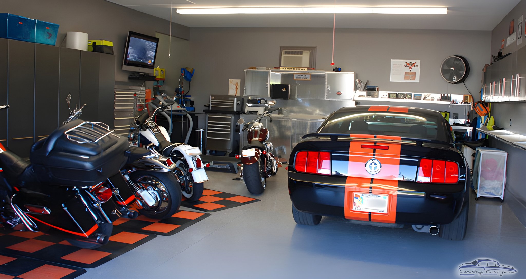 Organized Garage with Classic Car and Motorcycles - Tom from Louisville, KY