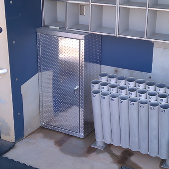 Diamond Plate Storage Cabinet and Bat Holders - Dean from Brigham Young University, UT