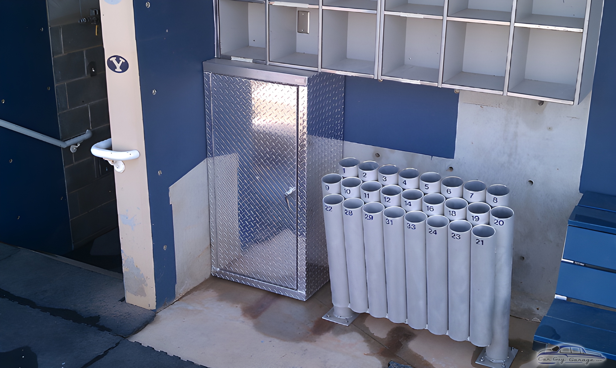 Diamond Plate Storage Cabinet and Bat Holders - Dean from Brigham Young University, UT