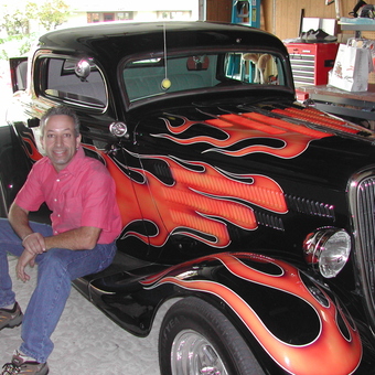Classic Hot Rod with Flame Paint and Tool Storage - Moose from Menlo Park, CA