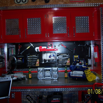 Red Diamond Plate Cabinets and Tool Storage - Poor Man's Garage from Florence, SC