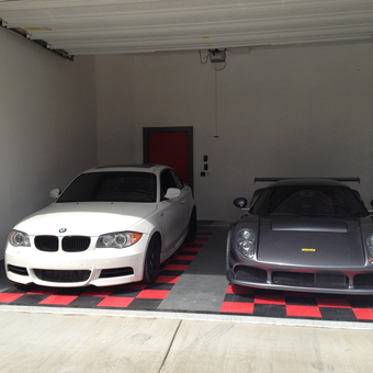 Two Sports Cars on Red and Black Garage Flooring - Boris from Redding, CA