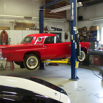 Classic Car on Rotary Lift in Organized Garage - Jack from Sunbright, TN