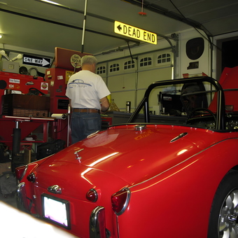 Classic car garage with tool storage and signs - Dave from Scottsdale, AZ