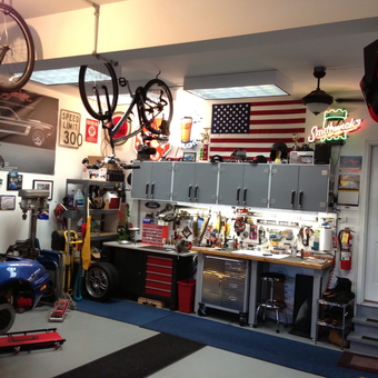 Organized Garage with Wall Cabinets and Workbench - Max Torque from Wauconda, IL