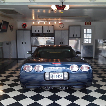 Checkered Garage Floor and Metal Cabinets - Big O from Chester, VA