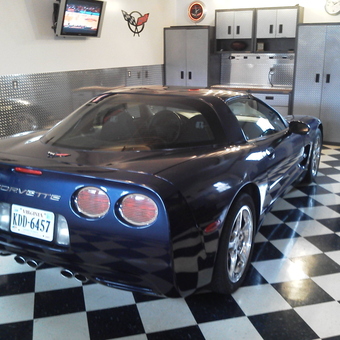 Checkered Floor Garage With Cabinets and Corvette - Big O from Chester, VA