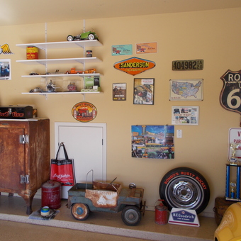 Classic garage decor with vintage signs and collectibles - bongo9 from Mesa, AZ