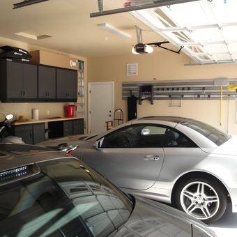 Organized Garage with Cabinets, Slatwall, and Sports Cars - Frank from Mesa, AZ