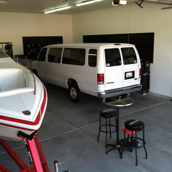 Organized Boat and Van Garage with Bar Stools - My Boat Garage Lake Havasu Az. from Chino, CA