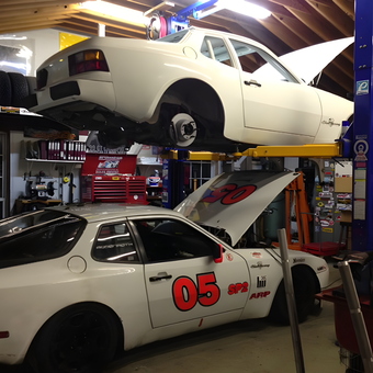 Home garage with car lift, toolboxes, and two race cars - Dave from Jacksonville, FL