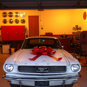 Classic Mustang in Organized Garage with Red Cabinets - Fink from Derby, KS