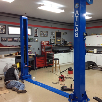 Atlas Car Lift and Tool Cabinets in Organized Garage - Mike Manship from Bowling Green, KY