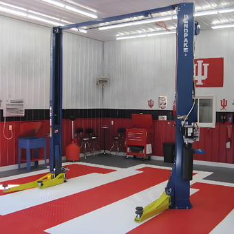 Custom garage with car lift, tool chest, and flooring - Rick from Floyds Knobs, IN