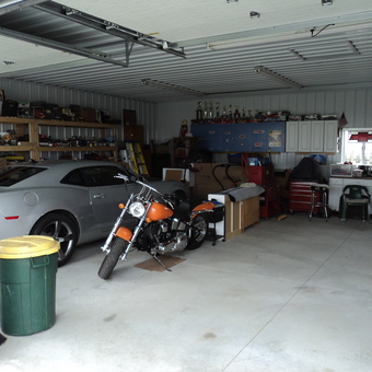 Organized Garage with Car, Motorcycle, Tool Storage - Doug from Sparta, IL